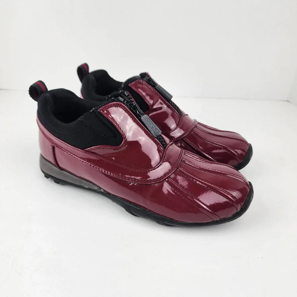 Cougar Howdoo Rain Patent‎ Leather Shoes Zip Up Womens 6M Red Waterproof Comfort